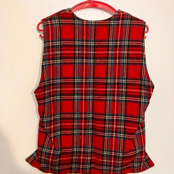 Vintage wool plaid and corduroy reversible lace up vest handmade 1960s vintage - Picture 4 of 8